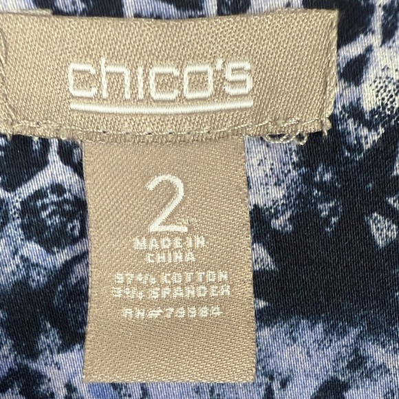 Chico's Chic Blue Black & Gray Bold Abstract Animal Inspired Button Down Blouse - Picture 9 of 10